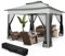 HOTEEL Garten pavillon 3x3m, Pop Up Pavillon Mit Moskitonetz, Wasserdicht Stabil Winterfest, Doppeldach Camping Pavillon, Faltpavillon mit Sandsack für Hinterhof, Partys, Rasen(Hellgrau)