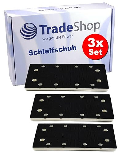 3x Trade-Shop Schleifschuh Schleifplatte Schleifpad 93 x 175 mm kompatibel mit Festool Rutschern Schwingschleifern wie RS 300 / Aluminium-Grundplatte