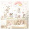 DEKO KINDERZIMMER Wandtattoo Waldtiere mit Regenbogen Wandsticker Hase REH Maus Babyzimmer Kinderzimmer Wandaufkleber Mädchen Schlafzimmer Wanddeko DK1139-06