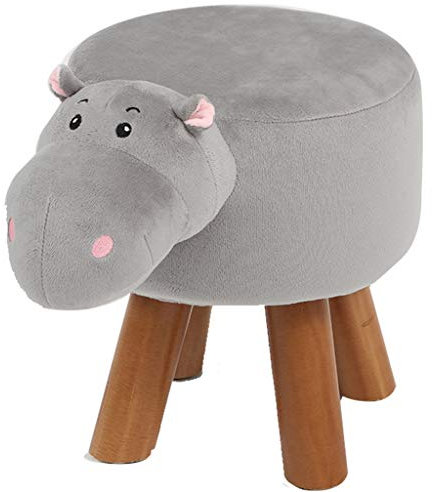 Fußstütze Fußhocker Osmanischer Stuhl Zimmertierstuhl Kindergarten-Cartoon-Stuhl Flur Einzigartiger Schuhwechselhocker 100 kg (Farbe: Nilpferd, Größe: 28 * 36 cm)