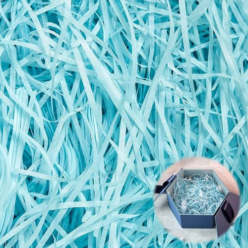 Hengrongshen Füllmaterial Geschenk, 500g Füllmaterial für Pakete Hochwertiges, Geschreddertes Papier Geschenkbox-Dekoration für Weihnachten, Hochzeit, Jahrestag, Valentinstagsparty（Blau）
