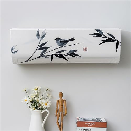 Treer Funda para Aire Acondicionado Interior, Funda para Aire Acondicionado Pared Elástico Antipolvo para Pared Montaje Unidades Split Interior AC Cubiertas (1P,Arte Vintage 9)