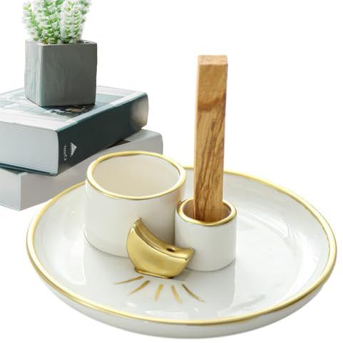 itrimaka Support de Sauge pour brûler, Support Palo Santo - Porte-brûleur de Sauge d’encens en céramique | Plateau collecteur de Cendres, Bol décoratif pour brûlure de Sauge, bougeoir