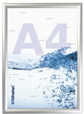 VITAdisplays 5 Stk. DIN A4 Klapprahmen, Wechselrahmen mit Anti-reflex PET-Schutzfolie, 25 mm Aluminium Profil auf Gehrung geschnitten, Plakatrahmen