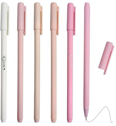 KRYMSON 6er-Set Gelstifte mit durchsichtiger Kunststoffbox, Kugelschreiber, Gelstift, Schreibwarenset, Schreibwaren und Bürobedarf (Rosa)