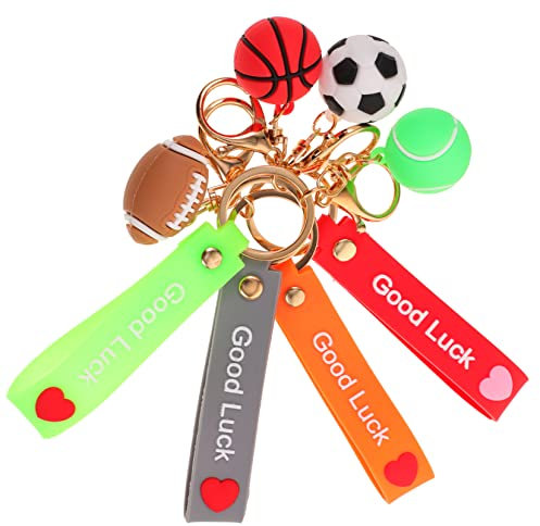 KONTONTY 4 Pièces porte-clés football porte-clés tennis de basket duffle bag de basket base-ball porte-clés exquis Porte-clés portable basketball portefeuille Charme PVC