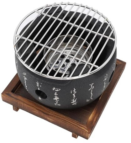 Japanischer Stil Grill mit tragbarem rundem Design, BBQ Grill Lebensmittel Holzkohleofen für Haushalt Barbecue Tool - 2 Größen erhältlich (S)
