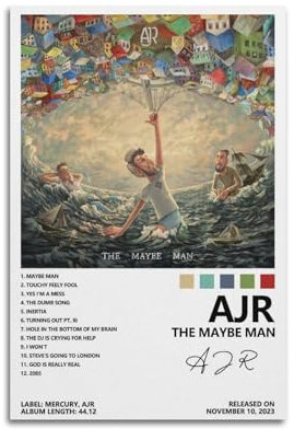 Ajr The Maybe Man Poster, Kunstdekoration, Wandposter, Dekoration, Innenposter, Druck, Dekoration, Bar, Restaurant, Dekoration, Ästhetik, Poster, Wohnzimmer, Poster, 30 x 45 cm, ungerahmt