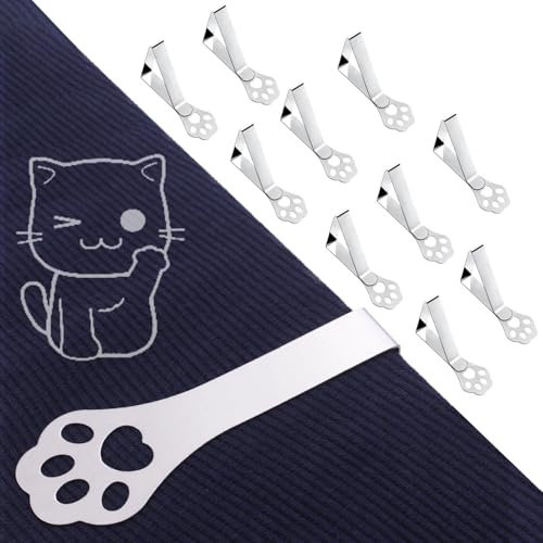 CUNGLIN Tablecloth Clips for Outdoor Thick Tables 10 Pack, Claw Picnic Table Cloth Holder Clip Indoor, Heavy Duty Stainless Steel Cover Clamp for Party Wedding Home Restaurant Camping Accessories