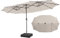 COSTWAY Ombrellone Doppio da Giardino 450 x 260 cm, Ombrellone con 48 Luci LED, Ombrellone Rettangolare con Base e Manovella, per Giardino Piscina Cortile (Beige)