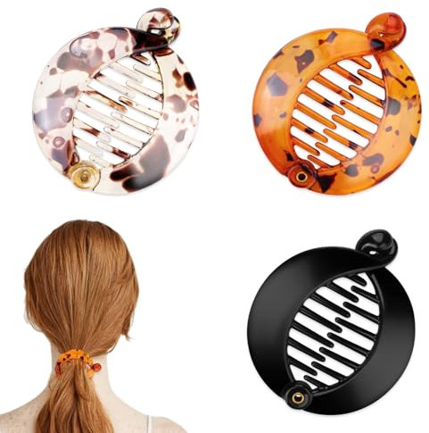Qianyu 3 Pcs Banana Hair Clip Small Fishtail Hair Clip Resin Tortoiseshell Comb Barrettes Ponytail Holder Fish Grips for Women Girls Hair Styling Accessories Long Straight Thick Curly Hair
