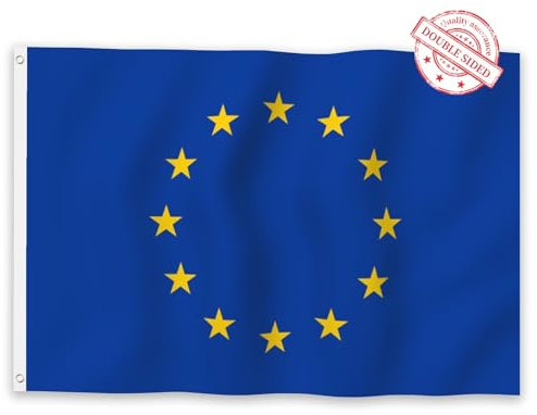 Aoihrraan Bandera De La Unión Europea 120x180cm Doble Cara Vibrante Colores Banderas De La Ue Para Aire Libre Celebración Hogar Jardín Porche Decoración Banderas Nacionales Con 2 Ojales Resistentes