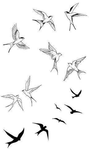 5 Stück Vogel-Tattoo-Aufkleber, Wasserfest Und Langlebig, Nicht Reflektierend Und Nicht Abwaschbar