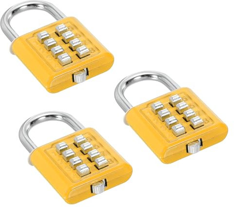 PATIKIL 8-stelliges Zahlenkombinationsschloss, 3er Pack 4-Positionen-Verriegelungsmechanismus Druckknopf-Sicherheits-Digitalschloss für Fitnessstudio-Sportspind, Gelb