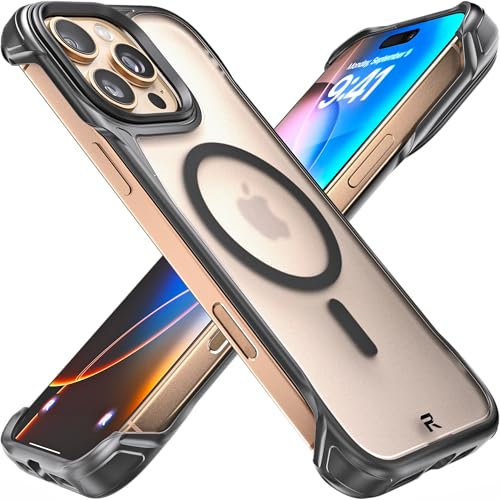 REBEL Transparente Schutzhülle für iPhone 16 Pro Max [Frosted Flex Serie] Freiliegende Seiten für Komfort, Starke MagSafe-kompatibel, Matte Textur, schützend, stoßfest, verbesserte rahmenlose