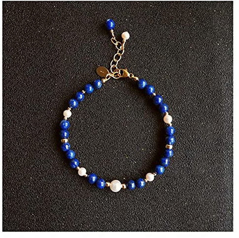armbänder für Damen naturstein lapisperlen-Armband 14k gf farbverstellbares Armband für Damen Herren Geschenk blau 17