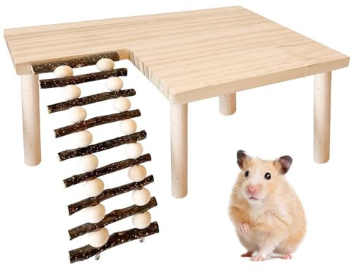 Hamster Kletterplattform, Hamster Holzspielzeug Hamsterplattform Klettergerüst Hamster Spielplattform Aus Holz Kletterleiter Holzplattform Hamster-Plattform Mit Leiter Für Hamster Rennmaus Chinchilla