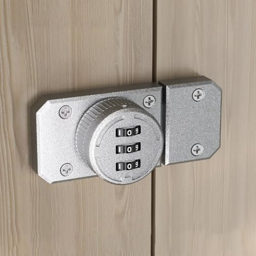 Loquet à mot de passe pour armoire, serrure d'armoire rotative, serrure à loquet rotatif à 3 chiffres, serrure de porte mécanique à code à combinaison, en alliage de zinc (argent)