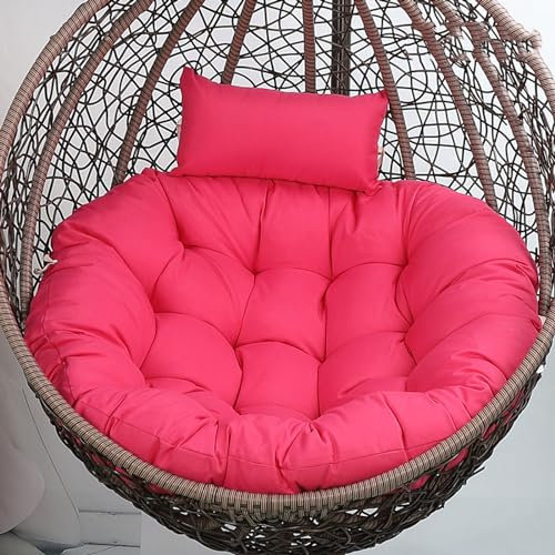 Coussin rond épais lavable pour chaise de hamac, coussin de rechange pour chaise de jardin, rose rouge, 120 x 120 x 17 cm