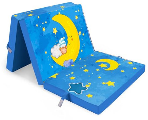 Goliez® Klappmatratze, Kinder klappmatratze, Reisebettmatratze, Kindermatratze,Schlafmatte für Kleinkinder, Faltbare Matratze, Gästematratze für Kinder, Blau (Blau, L120xW60xH5cm)