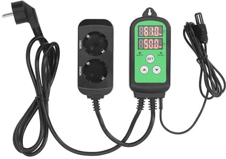 WOOXGEHM Feuchtigkeitsregler, Dual Relais Ausgang, 1500 W, LED Anzeige, Feuchtigkeitsregler, Genaue Steuerung, Sicherer Vorverdrahteter Feuchtigkeitsregler