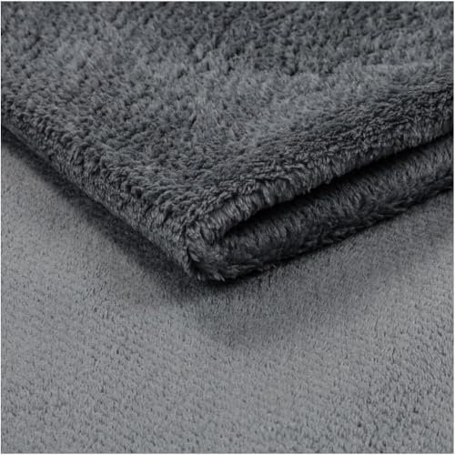 Fabreco SOROEN Polsterstoff Meterware – Weicher Plüsch-Stoff, 140 cm breit, vielseitiger Möbelstoff für Sofas, Sitzkissen, Polsterbezüge und Dekoration - Grau