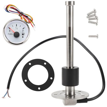 A ABSOPRO 200mm Fuel Sending Unit and Gauge Kit 7.9 Boat Fuel Tank Sending Unit Fuel Water Level Sensor and Fuel Gauge for Boat Car Truck RV