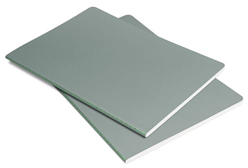 Sigel LS301 Notizhefte A5 liniert, 2er Pack, hellgrau/neon-grün, Softcover, 68 Seiten, aus nachhaltigem Papier, Linescape