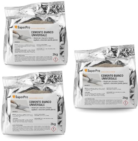 Paluplus 6 kg di Cemento Universale BIANCO, Riparazioni e Fissaggi su Calcestruzzo e Intonaci, Ideale per Stuccare e Sigillare, 3CF x 2Kg -2B01F