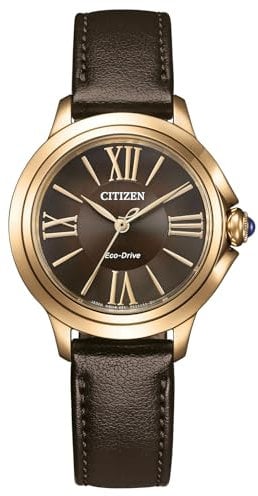 CITIZEN Damen Analog Eco-Drive Uhr mit Leder Armband EM1163-09X