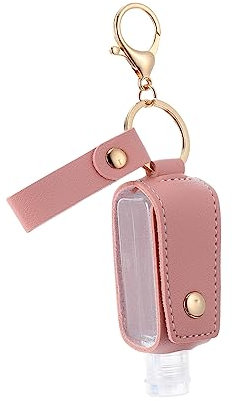 Happyyami Leder-schlüsselanhänger Handgel-Flasche Schlüsselanhänger Wiederverwendbar Handlich Tragbar Für Outdoor Reisen Und Alltag Rosa Mit Strapazierfähigem Etui