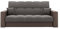 LIKMA Ausziehbar 3 Sitzer Sofa Evita Braun + Braun Kunstleder 220x91x85 cm Schlaffunktion Bettzeugbehälter 2 Kissen Sofa mit Bettfunktion Gesteppte Schlafsofa Couchgarnitur