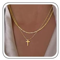 Inateannal Mehrschichtige Kreuz Anhänger Halskette Kleines Kreuz Choker Halsketten Silber Glitter Gypsophila Kette Halskette Cz Funkelnde Halsketten Kettenschmuck Für Frauen