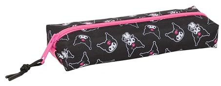 safta KUROMI - Astuccio rettangolare per bambini, astuccio per bambini, ideale per bambini in età scolastica, comodo e versatile, qualità e resistenza, 22 x 7 x 40 cm, nero/fucsia, M, Casual