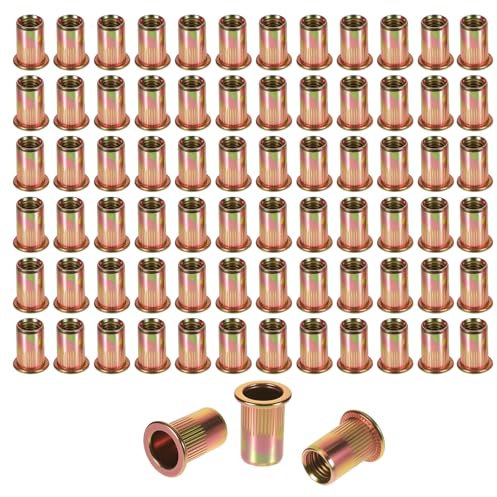 150 tuercas de remache M5 redondas de cabeza plana, rosca remache, remaches roscados, galvanizadas, tuercas de remache ciegas, tuercas de remache ciego, tuerca de manguera, para placas de metal y