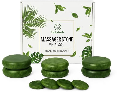 Lot de 10 pierres de massage chaudes - Pierres chauffantes en jade vert naturel pour spa, bien-être et massage corporel - Pierres chauffantes pour détendre le dos, les épaules, le visage et les jambes