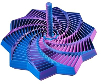 Printed Expanded Sensory Star,Multi-Faceted Stress Relief Fidget Toy, PLA Material, Vertical Silky Design, Push Play Spinner,Great Christmas & Birthday Gifts (Laser Purple 17CM)