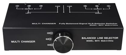 Aoresac Passiver Stereo-Signalschalter Nopower Balanced Sound Switcher Verlustfreies Schalten XLR-Line-Wahlschalter Zur Soundsystemoptimierung Metall Schwarz 1 Eingang 3 Ausgang