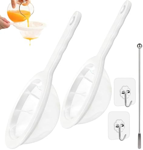 2 Stück Feines Sieb,100/400 Mesh Küchensieb Kunststof Set, Haarsieb Küche Plastiksieb Passiersieb mit Griff, Kefir Sieb für Saft, Milch, Kaffee