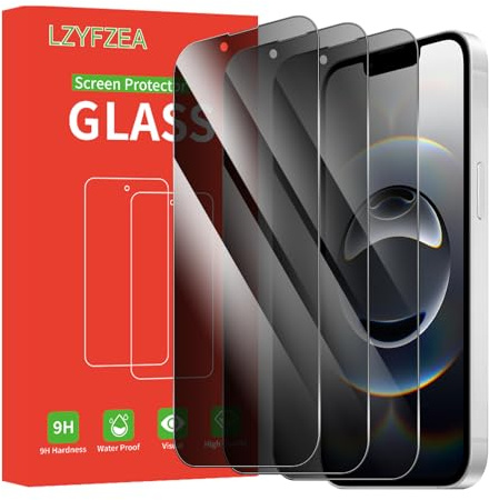 LZYFZEA Lot de 3, Verre Trempé Anti-Espion pour iPhone 16e, iPhone 14, iPhone 13, iPhone 13 Pro, Coque Compatible, Dureté Ultra-Résistante 9H,Film Protection, Sans Bulles