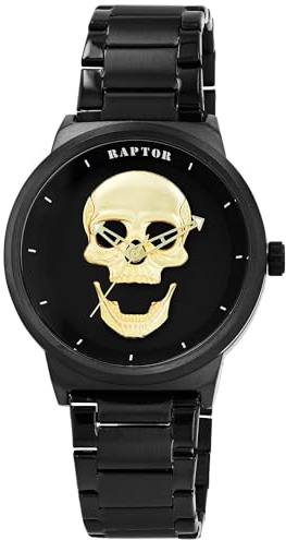 Raptor Damen Armbanduhr Analog in Schwarz, Gesamtlänge 23.5 cm, Edelstahlarmband – 3 ATM