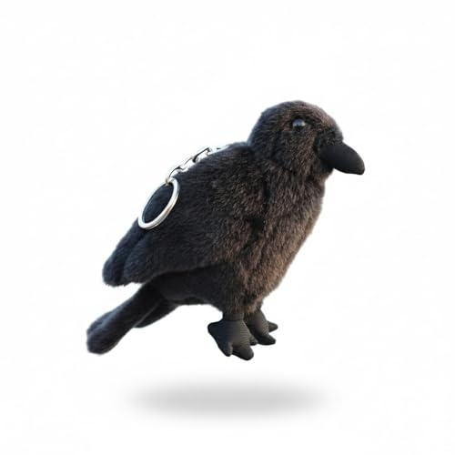 SMJWH Lebensechtes Plüschtier in Form Einer Rabenkrähe, weiche Stofftier-Vogelpuppe, realistische Schwarze Krähe, süßes Kuscheltier for, Gothic-Dekor und Vogelliebhaber.(Pendant)