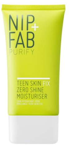 Nip + Fab Teen Skin Fix Zero Shine | Crema Facial Humectante con Niacinamida y Extracto de Wasabi Antioxidante | Crema Facial Matificante | Control del Sebo | Tratamiento Antiacné | 40 ml