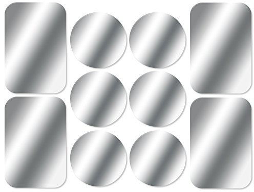 AJOXEL Metal Plate for Phone, [10 Pack] Replacement Mount Metal Plates Kits with Adhesive Universal for All Magnetic Car Phone Holder Cradle Magnet Car Mount, (4 Rectangular and 6 Round), Silver