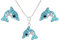 FIVE-D Kinder Ohrringe Delfin aus Kristall 925 Sterling Silber im Schmucketui (Delfin-Set Blau)