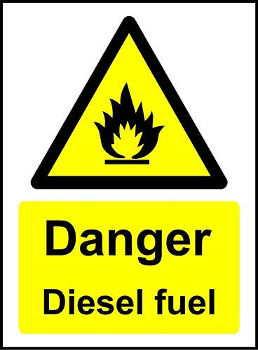 Danger Diesel Fuel Safety Sign - Self adhesive sticker 300mm x 200mm