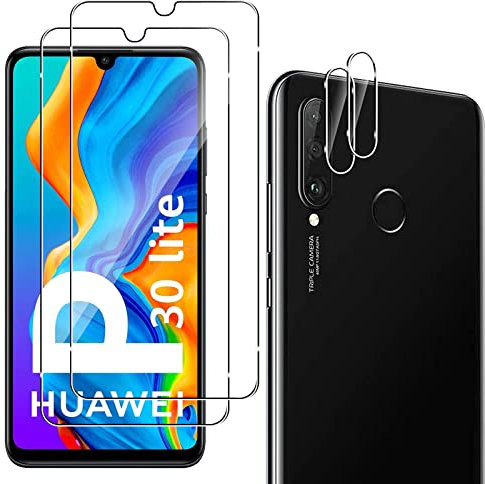 QULLOO Verre Trempé Huawei P30 Lite/Huawei P30 Lite XL Protecteur d'écran Film Protection en Verre trempé écran protecteur Ultra résistant Glass Screen Protector pour P30 Lite / P30 Lite XL