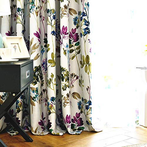 MYRU 1 Paar lila Blaue Blumen-Vorhänge für Wohnzimmer, Raumverdunkelung, Fenstervorhänge für Schlafzimmer (5,1 x 99 x 213,3 cm)