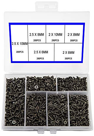 1200PCS M2 M2.5 Viti Piccole Viti a Testa Piatta Croce Viti per Legno Vite Autofilettante Dssortment Cabinet Multifunzionale FAI DA TE Micro Fasteners Set di viti Bronzo