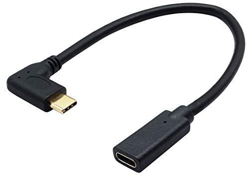 AAOTOKK 90 Degrés USB 3.1 Type C Mâle à Femelle Câble D'Extension Connecteur Gen 2,Prend en Charge Câble Charge,Données,Audio Et Vidéo pour Le Nouveau Macbook Pro,Appareils de Type C(20cm,M/F)
